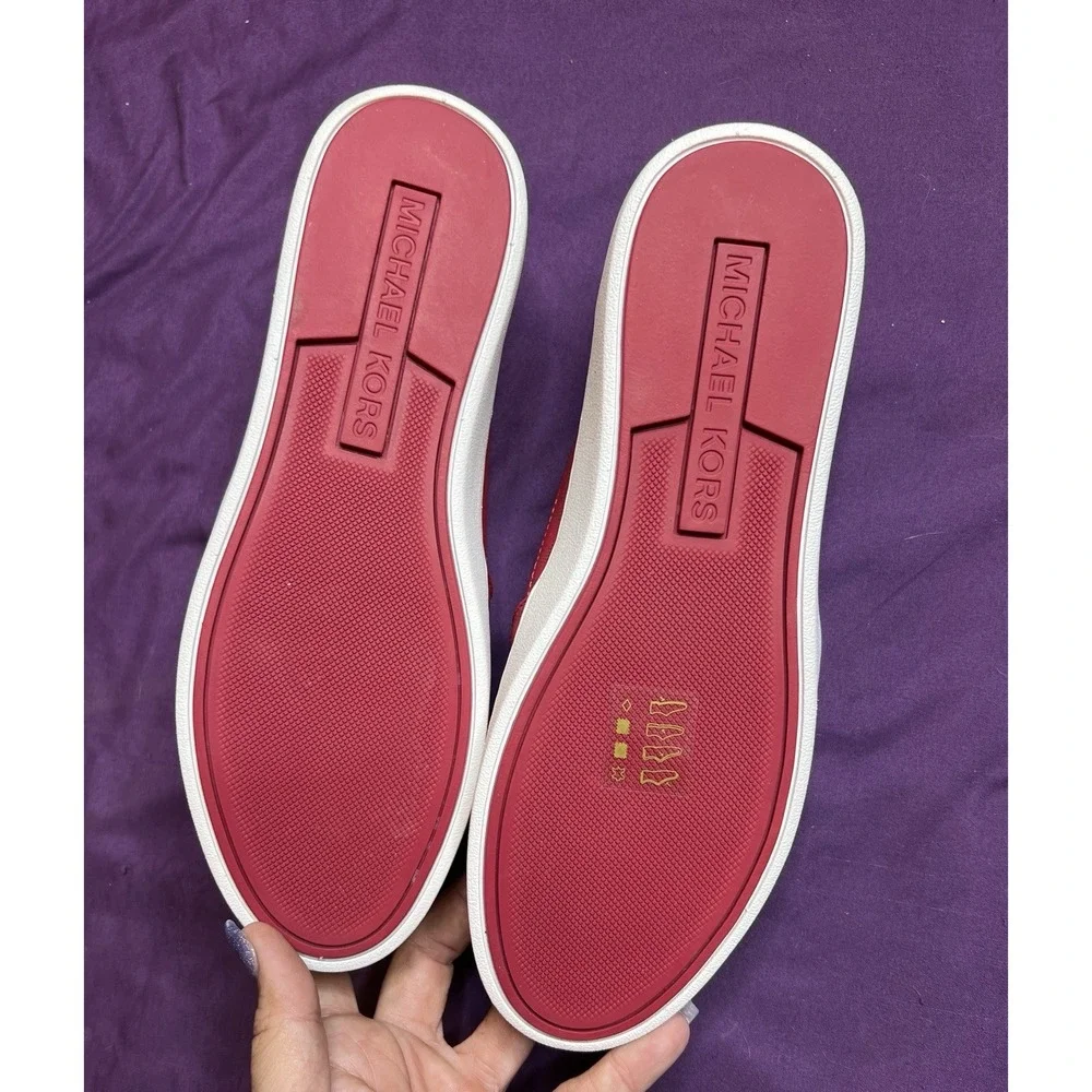 Michael Kors Keaton MK Logo Slip On Sneakers Raspberry 8.5